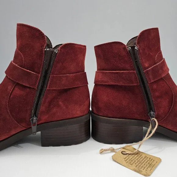 NEW Born Tori Ankle Bootie Western Dark Red Suede Leather Size 8 - Picture 4 of 14